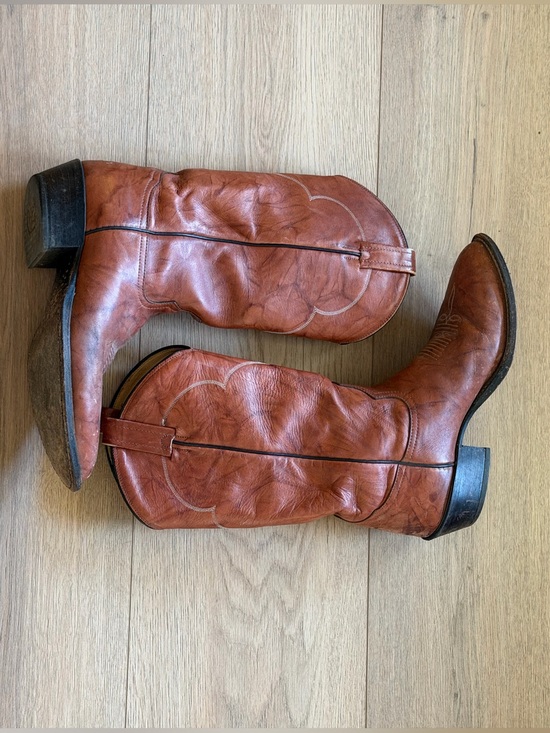 Tony Lama Shoes - Tony Lama Brown Leather Western Heeled Boots